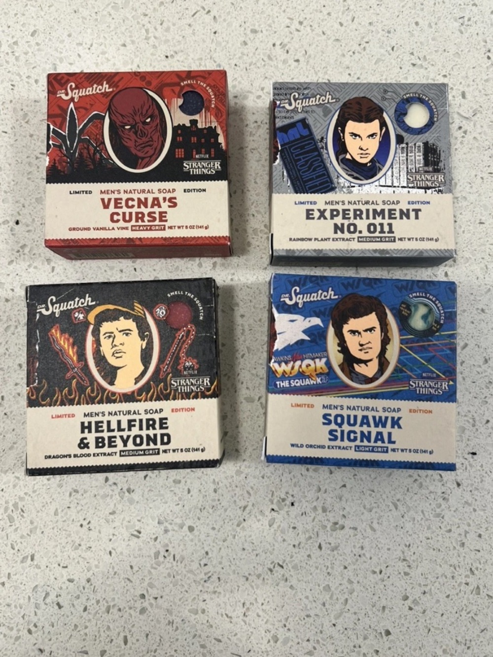 Dr. Squatch x Stranger Things Limited Edition Bar Soap Set of 4 Full Collection